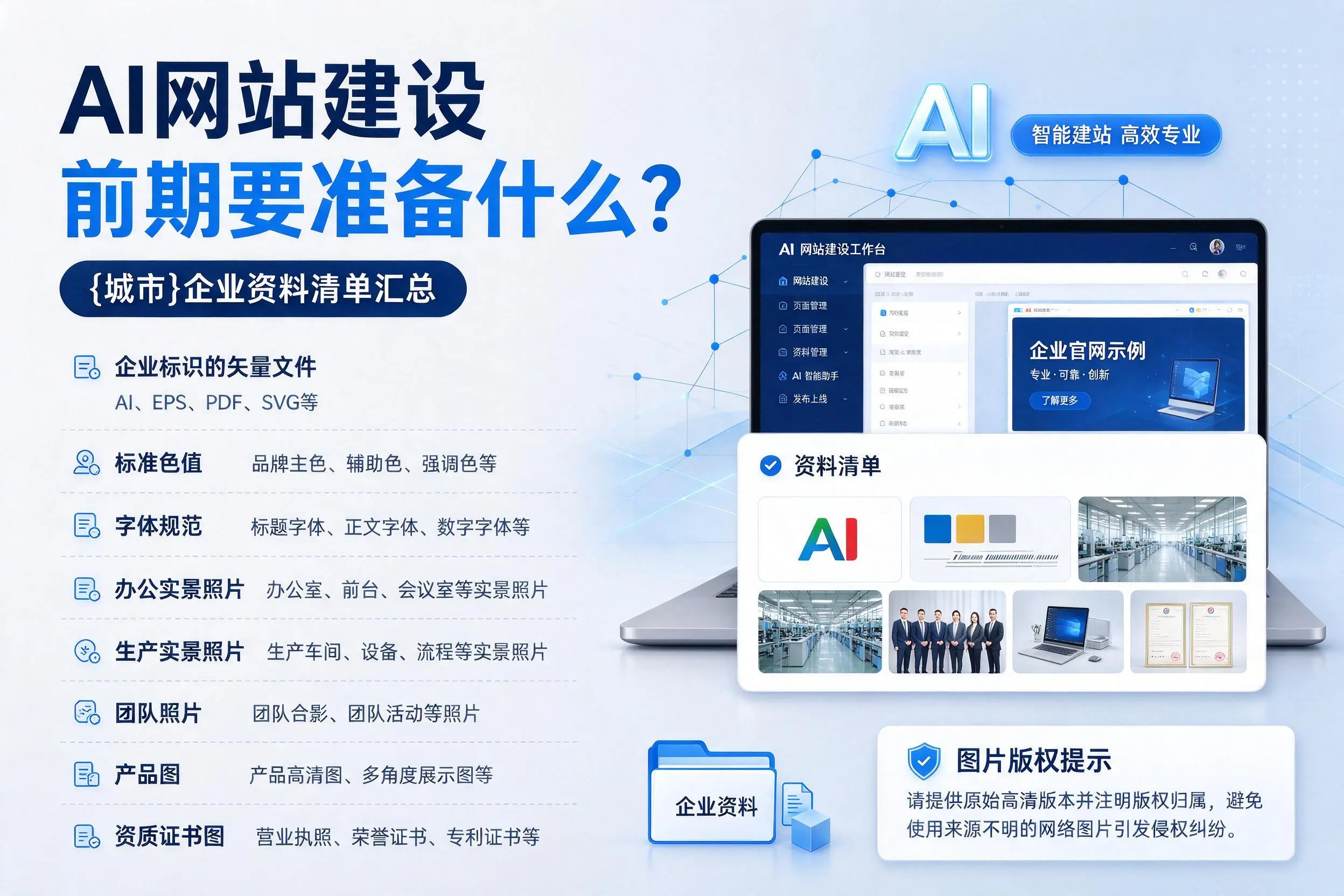 AI网站建设前期要准备什么?丽水企业资料清单汇总